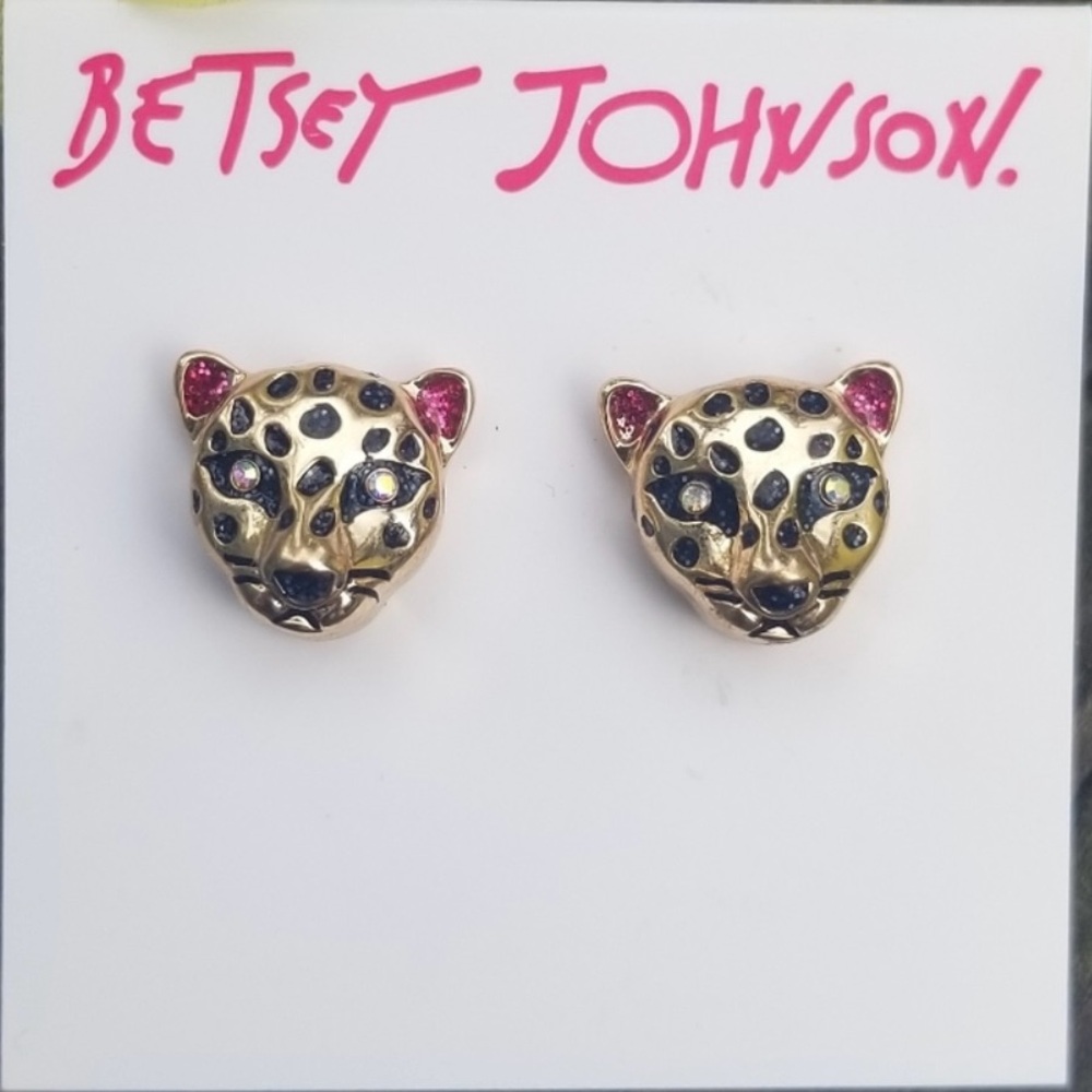 Betsey Johnson Leopard Stud Earrings